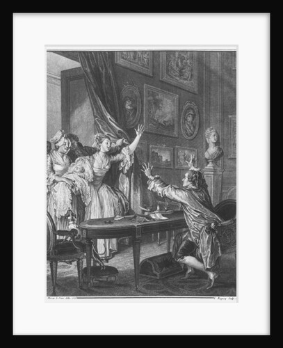 It's a boy, engraved by Pierre Charles Baquoy 1776 by Jean Michel the Younger (after) Moreau
