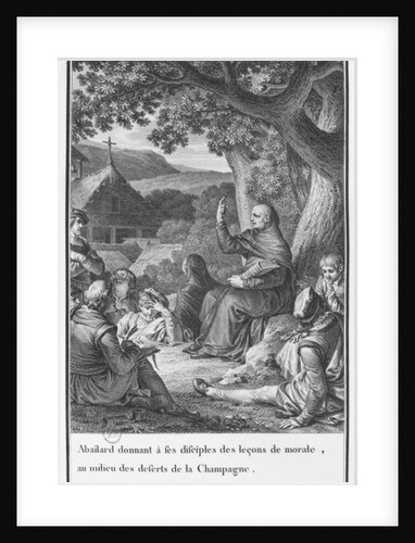 Abelard lecturing among disciples in the deserted Champagne by Jean Michel the Younger (after) Moreau