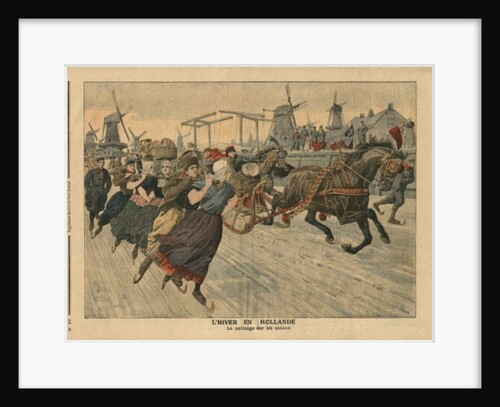 Winter in Holland, ice skating on the canal by French School