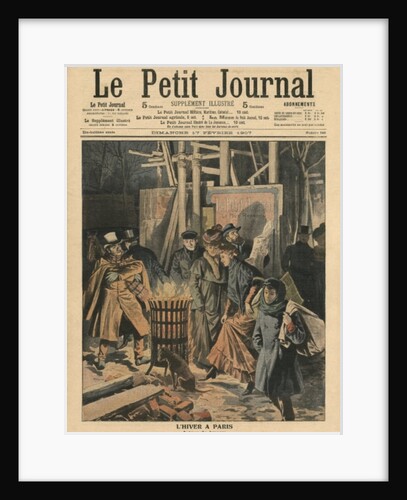 Winter in Paris, around the brazier by French School