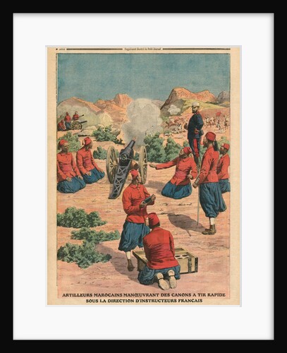 Moroccan artillerymen using cannons under the command of French instructors by French School