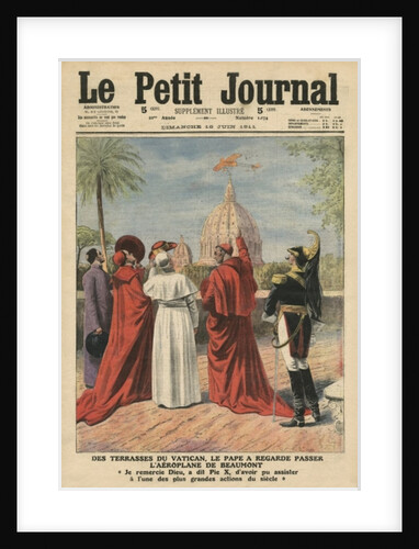 Pope Pius X watching the airplane of Andre Beaumont flying over Rome from the Vatican terrace by French School