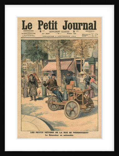 Modernisation of the street jobs, the knife grinder in his car by French School