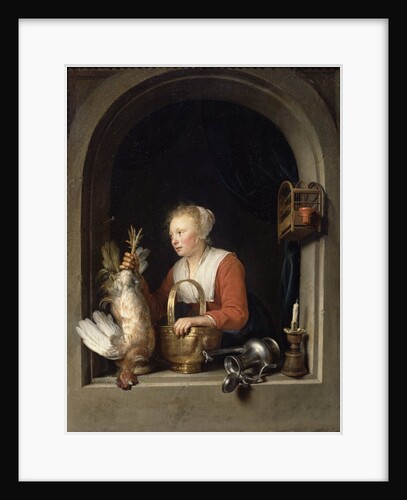 The Dutch Housewife or, The Woman Hanging a Cockerel in the Window, 1650 by Gerrit or Gerard Dou