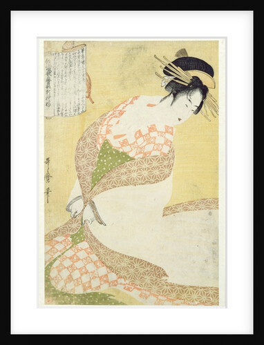 Courtesan Kneeling by Kitagawa Utamaro