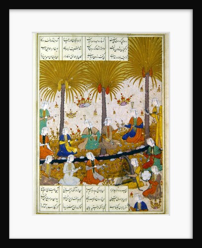 MS D-212 Illustration for a poem by Elyas Nezami depicting girls in a garden singing the praises of his poetry by Persian School