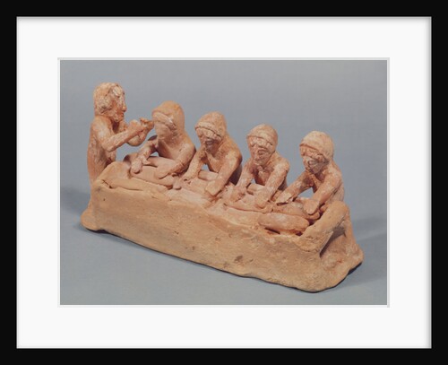 Bakers kneading dough to the sound of a flute, found at Thebes, Boeotia, 6th century BC by Greek school