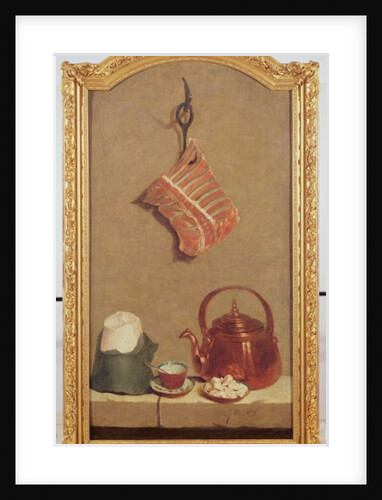 Still Life with meat, kettle, cup, sugar loaf and sugar lumps by Jean-Baptiste Oudry