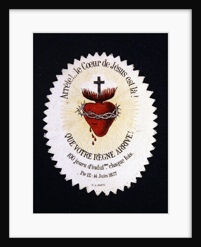 Devotional Image of the Heart of Jesus offering an Indulgence of 100 days by French School