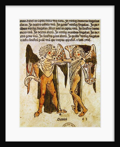 Gemini an illustration from the 'Poeticon Astronomicon' by C.J. Hyginus, Venice, 1485 by Italian School