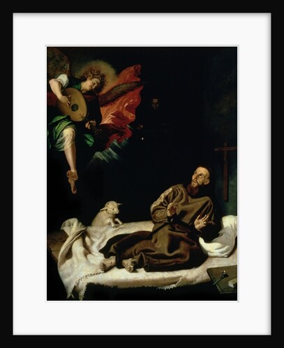 St. Francis comforted by an Angel Musician by Francisco Ribalta