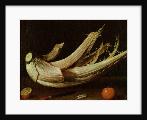 Cardoon ,oranges and knife by Spanish School