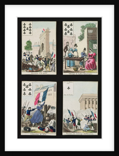 Four playing cards commemorating the heroes of July 1830, 1831 by French School