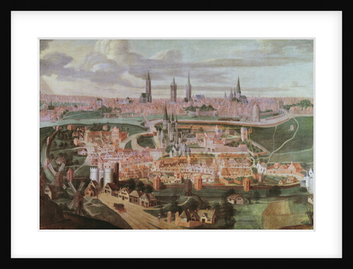 Panoramic view of the city of Ghent at the end of the 16th century 88;Vue de Gand a la fin du XVIeme siecle; by Lucas de (after) Heere