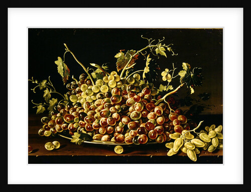 Still Life with a plate of grapes by Luis Egidio Menendez or Melendez