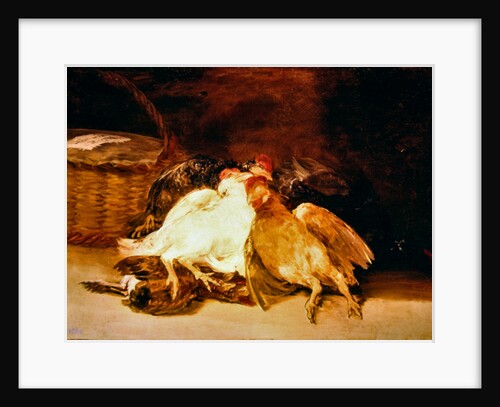 Still Life with dead chickens and a wicker basket by Francisco Jose de Goya y Lucientes