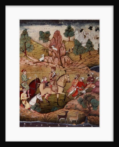 Hunting with a falcon, Safavid dynasty by Persian School