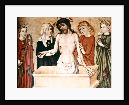 Christ at the sepulchre, supported by his Mother and Saint John by German School