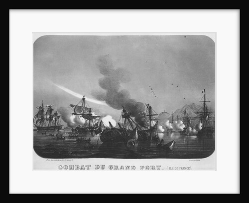 Naval battle of Grand Port, Mauritius, in 1810 by Louis Lebreton