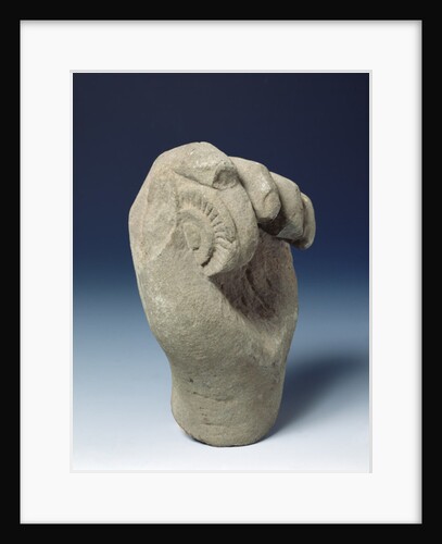 Hand of a statue holding the chakra disc, 800-1431 by Cambodian Cambodian