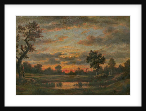 Landscape at sunset by Theodore Rousseau