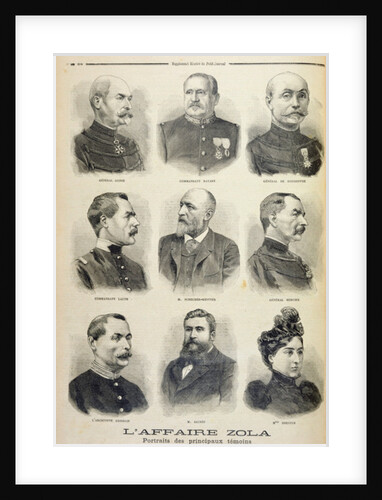 The Zola Affair: portraits of the main witnesses by French School