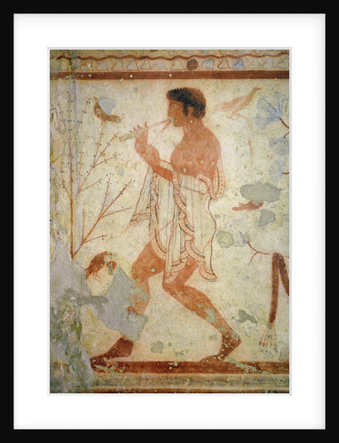 Musician playing a double flute by Etruscan