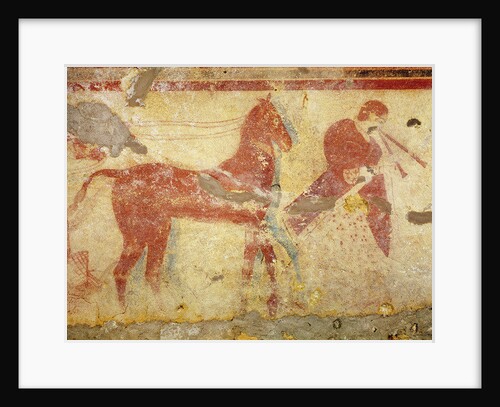 Two horses and a a musician by Etruscan