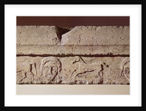 Lintel frieze with heads and horses by Gaulish Gaulish
