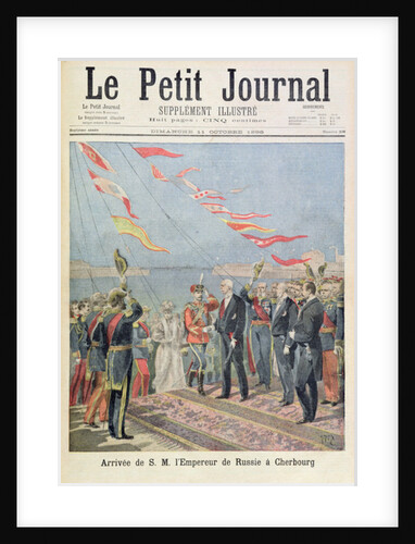 Title page depicting the arrival of his majesty the Emperor of Russia in Cherbourg by Henri Meyer