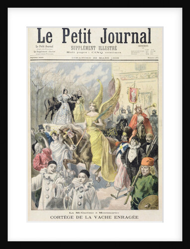 Title page depicting the procession of the mad cow, mid-Lent in Montmartre by F.L. & Tofani Oswaldo Meaulle