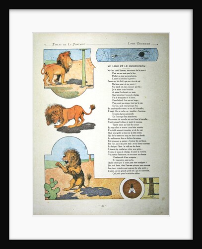 The lion and the gnat by Benjamin Rabier (after)