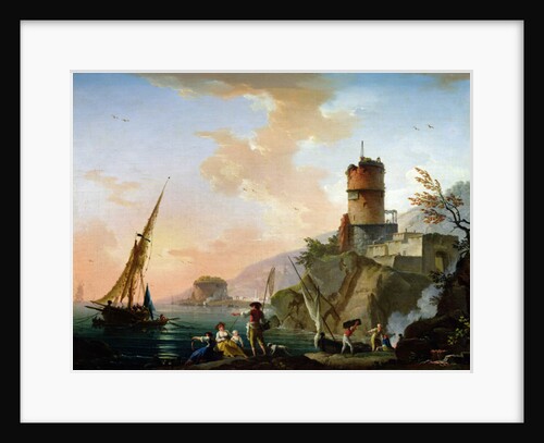 View of a Mediterranean port by Charles Francois Lacroix de Marseille