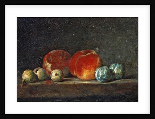 Peaches, Pears and Plums on a table by Jean-Baptiste Simeon Chardin