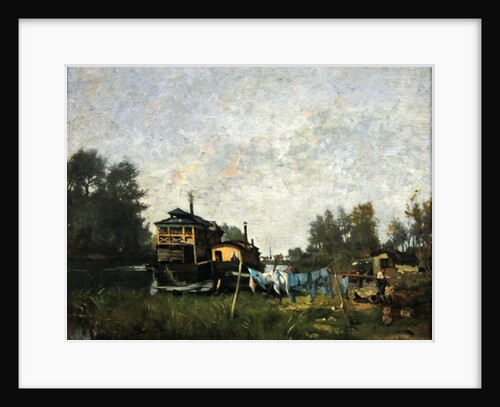 Laundresses' boat on the Seine by Stanislas Victor Edouard Lepine
