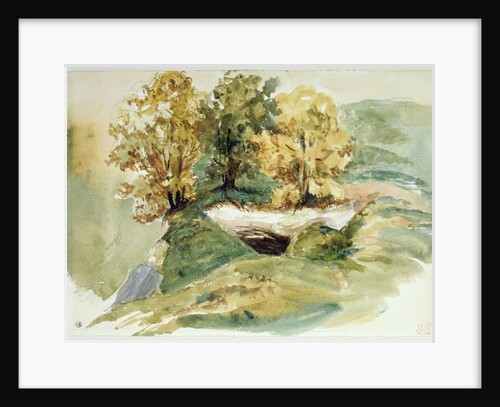 Three trees at the edge of a hill by Ferdinand Victor Eugene Delacroix