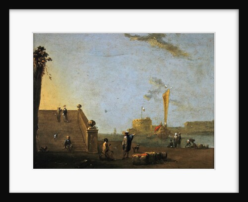 Harbour scene at a Spanish Port by Norbert Joseph Carl Grund