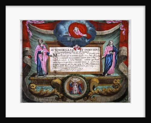Marriage Certificate for Claude Monnard issued at Lyon in 1672 by French School