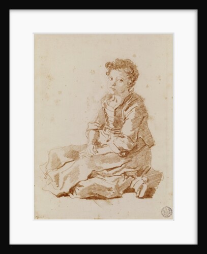 Small girl sitting on the ground by Jean-Honore Fragonard