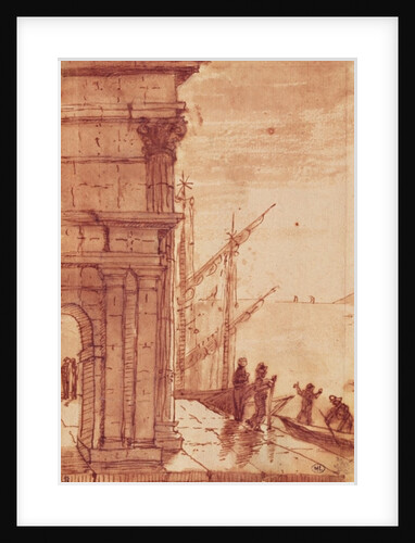 Landing stage at sunrise by Claude Lorrain