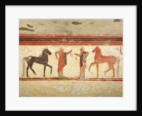 Horses and horsemen holding the reins by Etruscan