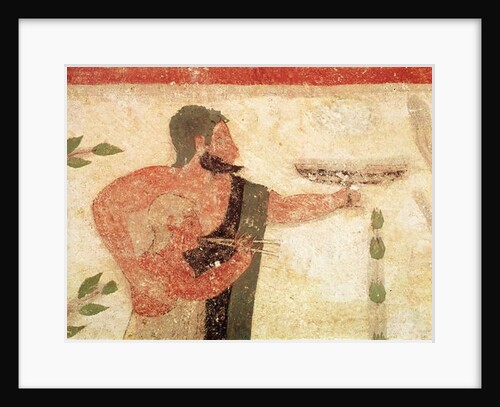 Head of a man and child playing a double flute by Etruscan
