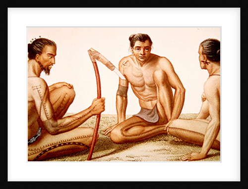 Habitants of the island of Oualan in the Caroline Islands archipelago by French School