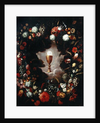 Chalice surrounded by flowers and fruits by Bartolomeo Perez