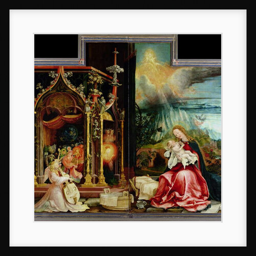 Nativity and concert of angels from the Isenheim Altarpiece, central panel by Matthias Grunewald