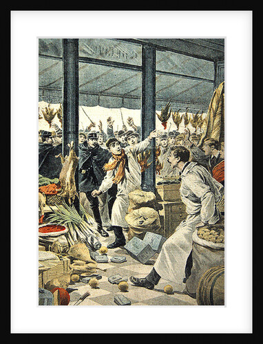 Strike of the grocers, a brawl, title page from 'Le Petit Journal', 8 January 1899 by French School