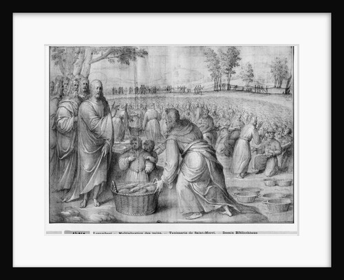 Life of Christ, Multiplication of the loaves and fishes, preparatory study of tapestry cartoon for the Church Saint-Merri in Paris, c.1585-90 by Henri Lerambert