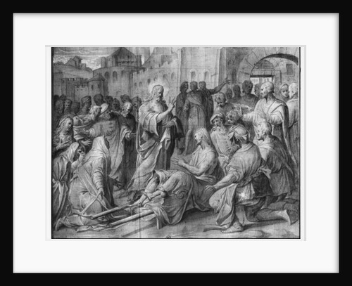 Life of Christ, Jesus healing a paralytic at Capernaum, preparatory study of tapestry cartoon for the Church Saint-Merri in Paris, c.1585-90 by Henri Lerambert