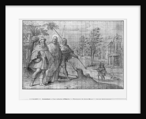 Life of Christ, Christ on the road to Emmaus, preparatory study of tapestry cartoon for the Church Saint-Merri in Paris, c.1585-90 by Henri Lerambert