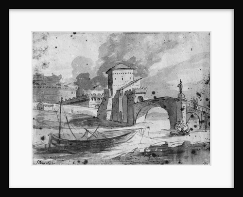 View of the Tiber near the bridge and the castle Sant'Angelo in Rome, c.1775-80 by Jacques Louis David